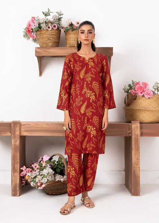 Leave (Maroon) 2PC-Printed-Haveli