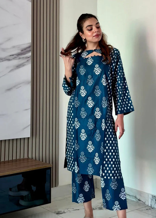 Ace (blue) 2PC-Printed-Haveli