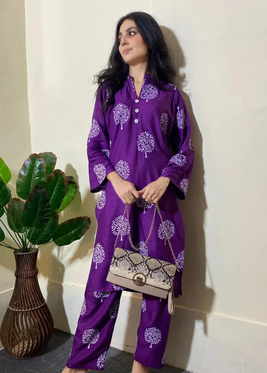 Tree (Purple) 2PC-Printed-Haveli