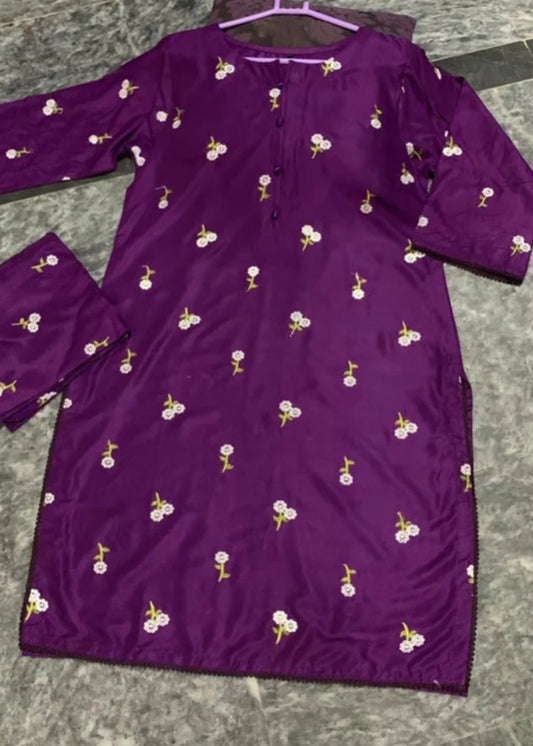 Floral (Purple) 2PC-Embroidered-Haveli
