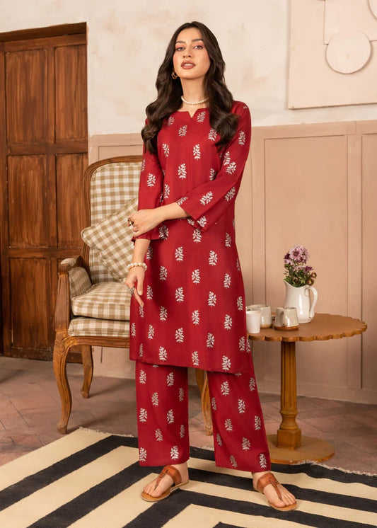 Saleha (maroon) 2PC-Printed-Haveli