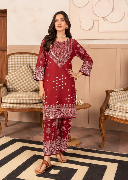 N Chunri (maroon) 2PC-Printed-Haveli