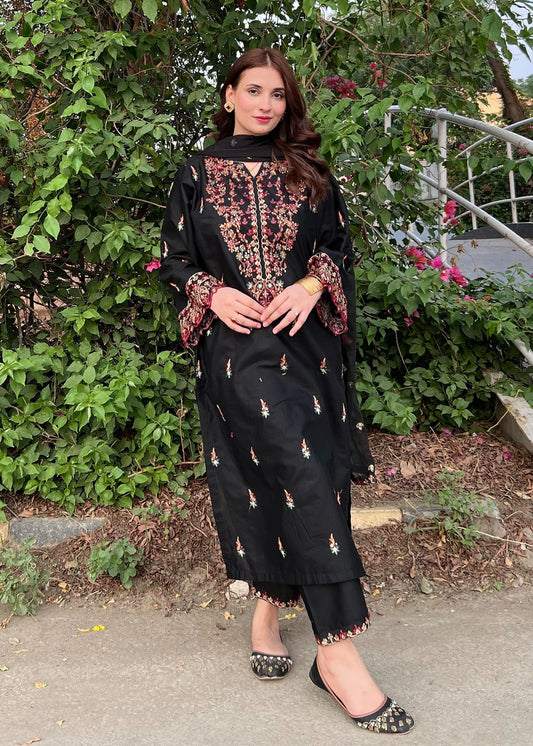 Parsa Black 3PC - Embroidered