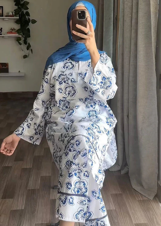 Bloom (Sky blue) 2PC-Printed-Haveli