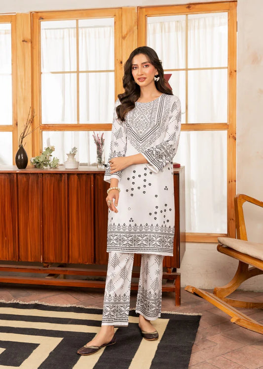 N Chunri (white) 2PC-Printed-Haveli