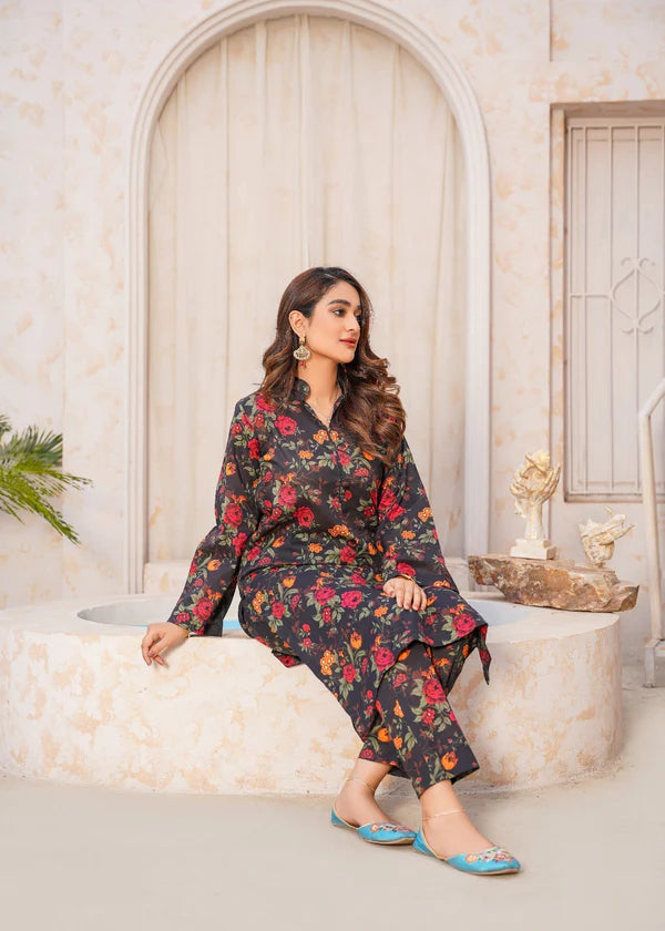 Rangkhas (Black) 2pc-Printed - Haveli