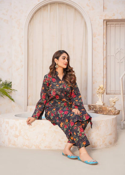 Rangkhas (Black) 2pc-Printed - Haveli