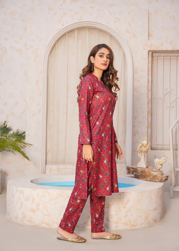 Rangkhas (Maroon) 2pc-Printed - Haveli