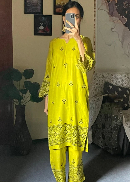 Arrow(Apple Green) 2PC-Printed-Haveli