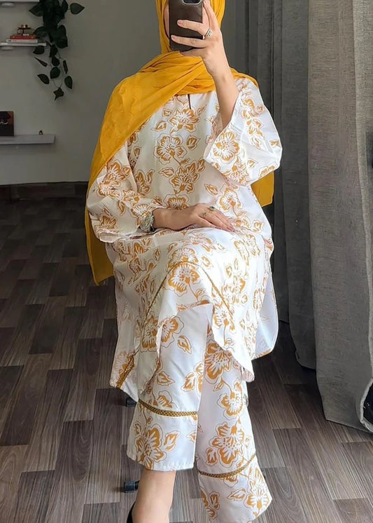 Bloom (Mustard) 2PC-Printed-Haveli