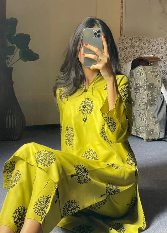 Tree (apple green) 2PC-Printed-Haveli