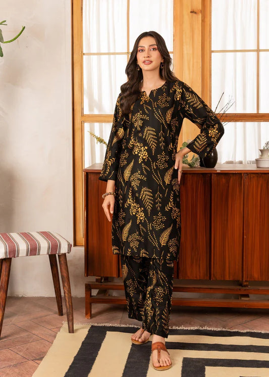 Leave (Black) 2PC-Printed-Haveli