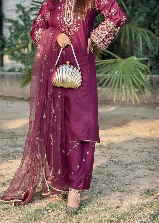 Mayal 3PC-Embroidered-Haveli