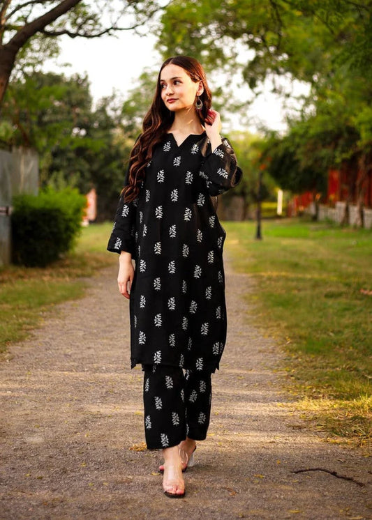 Saleha (Black) 2PC-Printed-Haveli