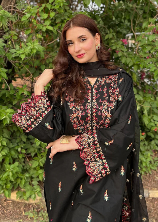 Parsa Black 3PC - Embroidered