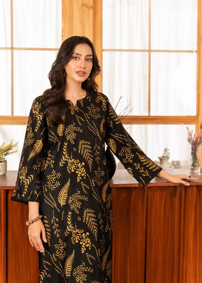 Leave (Black) 2PC-Printed-Haveli