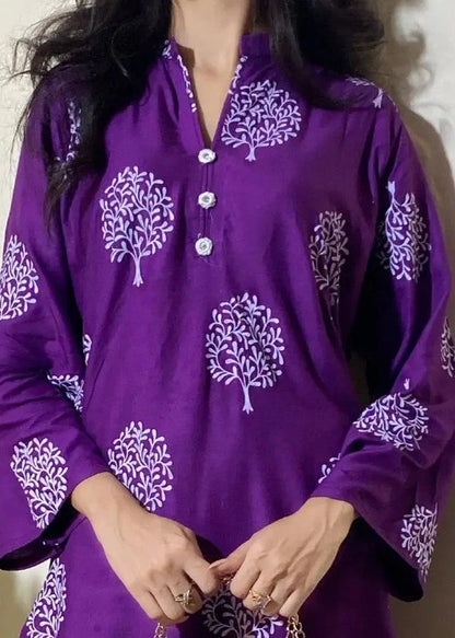 Tree (Purple) 2PC-Printed-Haveli