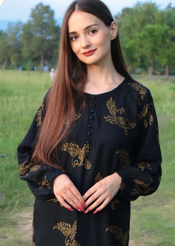 Sparrow (Black) 2PC-Printed-Haveli