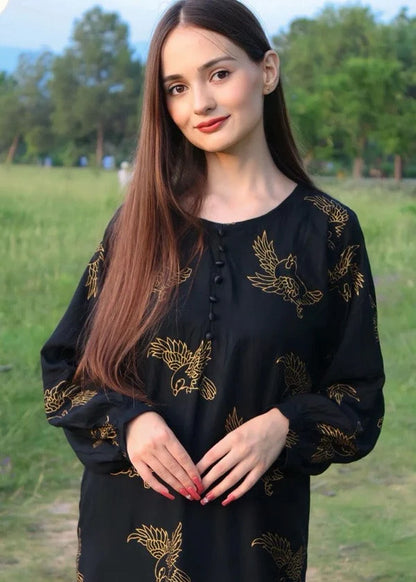 Sparrow (Black) 2PC-Printed-Haveli