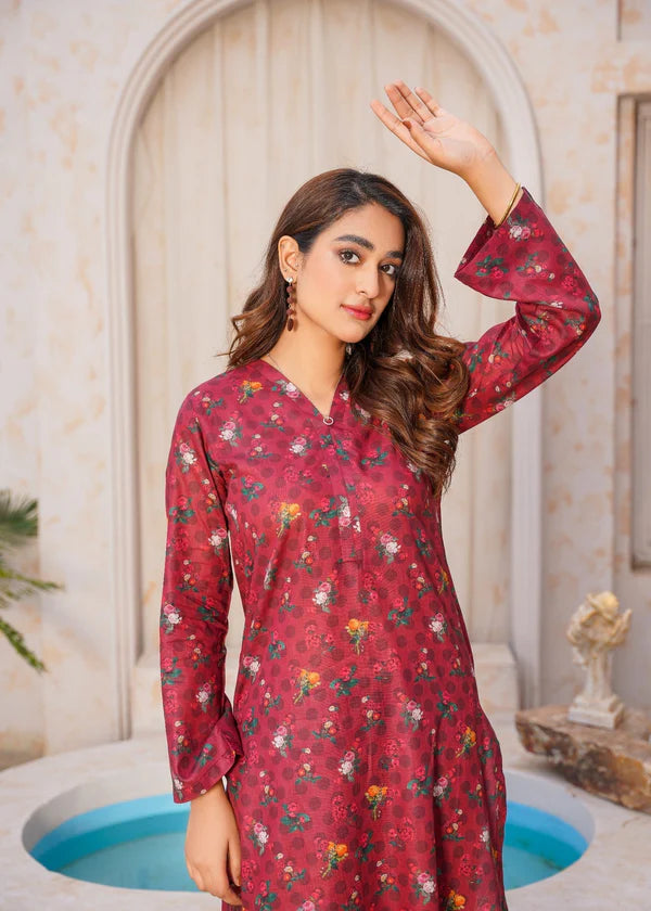 Rangkhas (Maroon) 2pc-Printed - Haveli