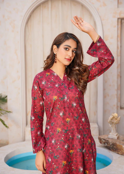 Rangkhas (Maroon) 2pc-Printed - Haveli