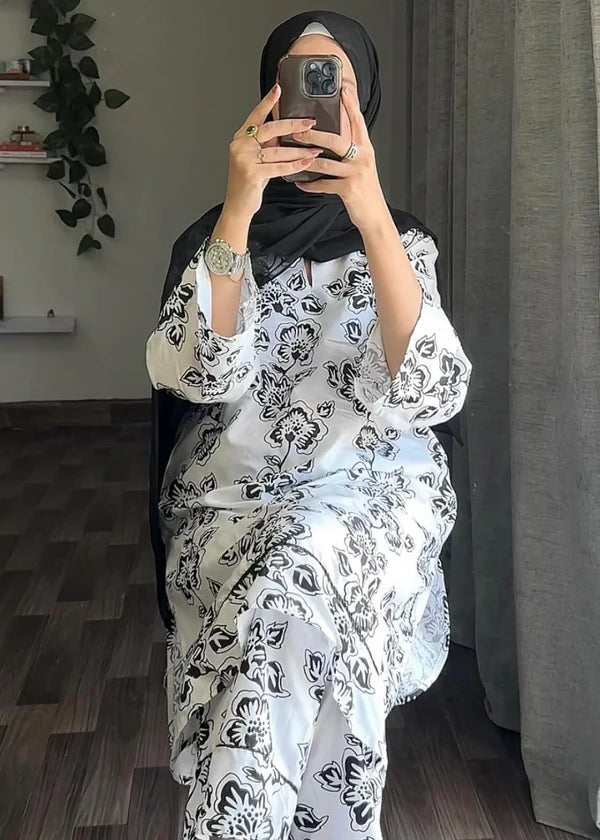 Bloom (Black) 2PC-Printed-Haveli
