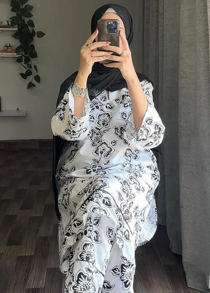 Bloom (Black) 2PC-Printed-Haveli