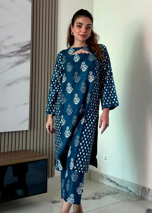 Ace (blue) 2PC-Printed-Haveli