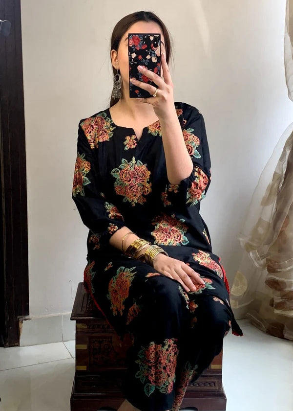 Ayzel (Black) 2pc-Printed- Haveli