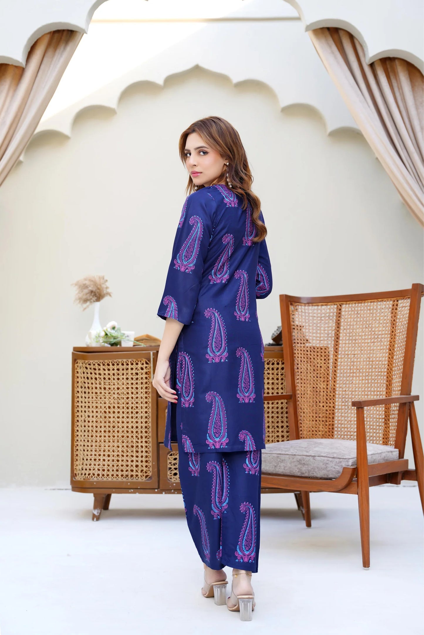 Soha (Navy Blue) 2PC - Printed