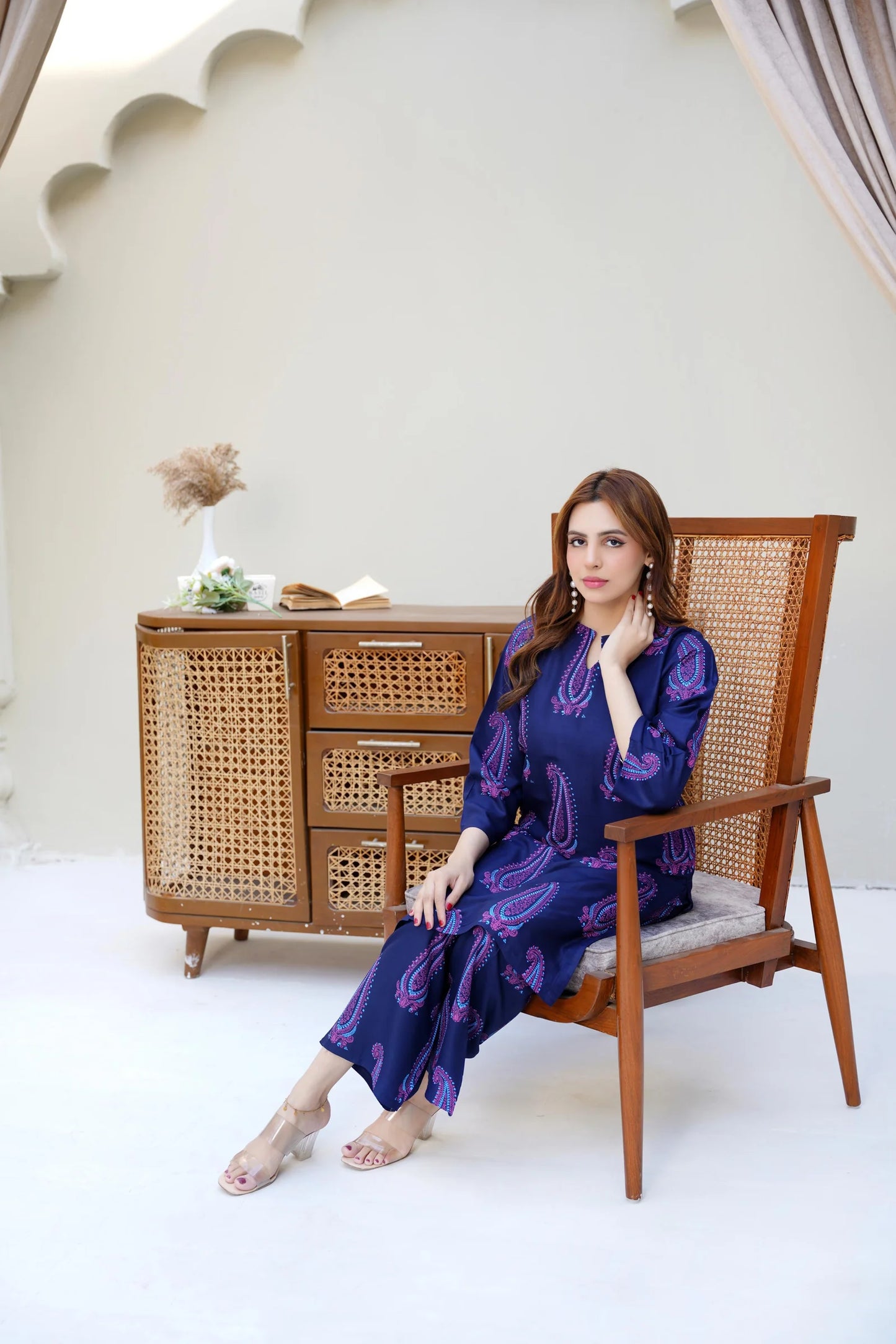 Soha (Navy Blue) 2PC - Printed