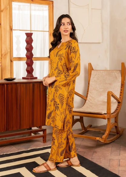 Leave (mustard ) 2PC-Printed-Haveli