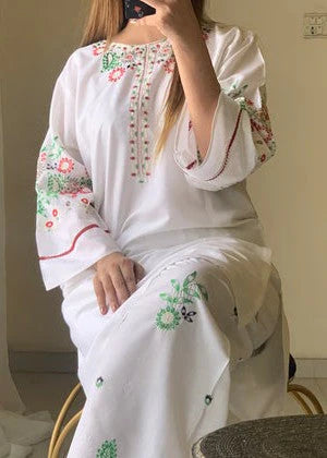 Early bird (White) 2pc-Embroidered- Haveli