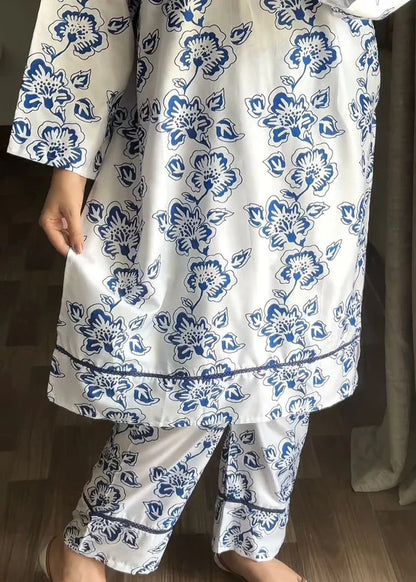 Bloom (Sky blue) 2PC-Printed-Haveli