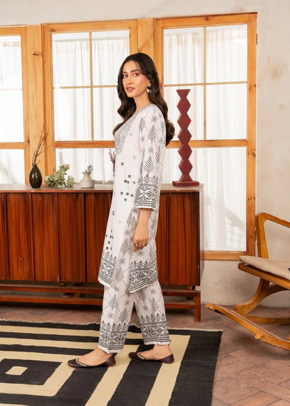 N Chunri (white) 2PC-Printed-Haveli