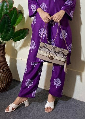 Tree (Purple) 2PC-Printed-Haveli