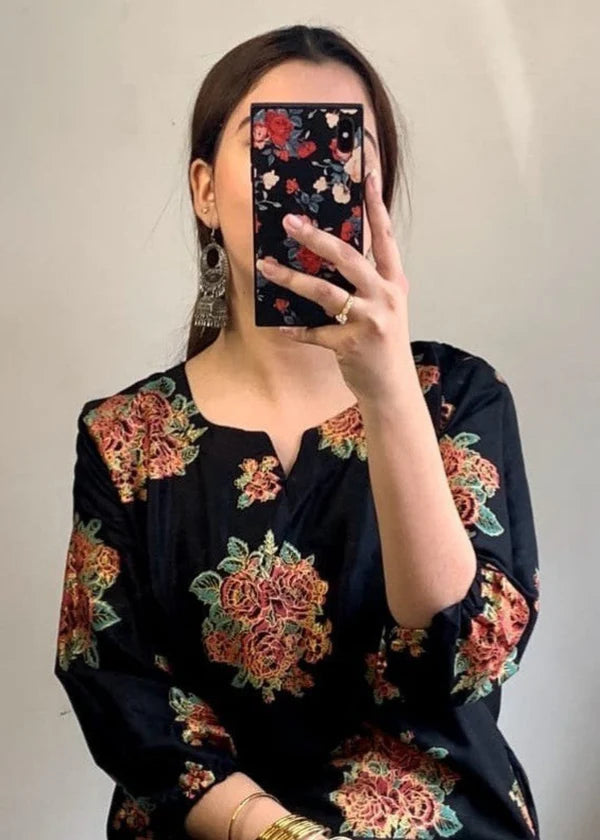 Ayzel (Black) 2pc-Printed- Haveli