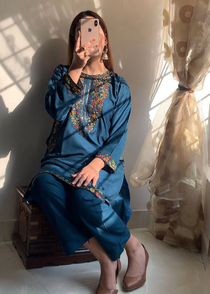 Pocket (Blue) 2PC-Embroidered-Haveli