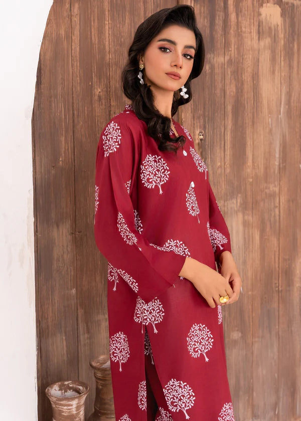 Tree (maroon) 2PC-Printed-Haveli