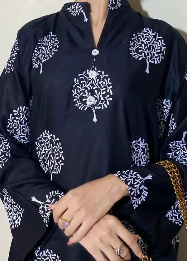 Tree (Black) 2PC-Printed-Haveli