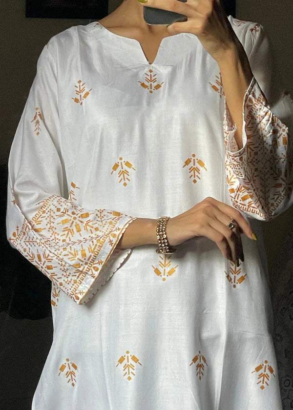 Arrow(White) 2PC-Printed-Haveli