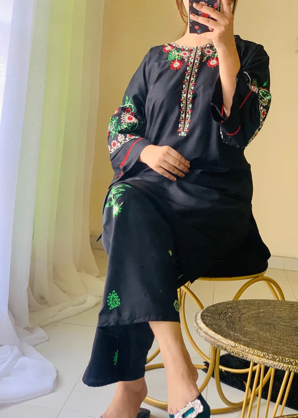 Early bird (Black) 2pc-Embroidered- Haveli