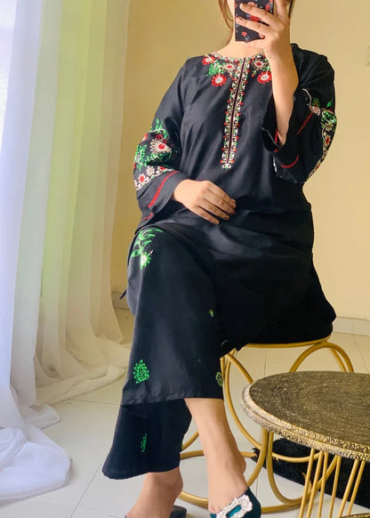 Early bird (Black) 2pc-Embroidered- Haveli