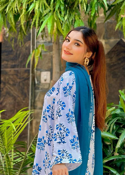 Iris (white) 2PC-Printed-Haveli
