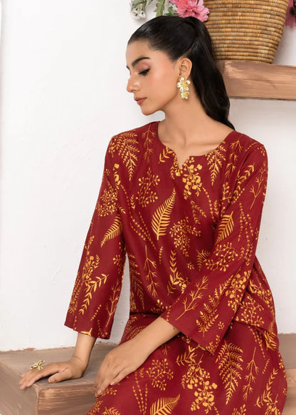 Leave (Maroon) 2PC-Printed-Haveli