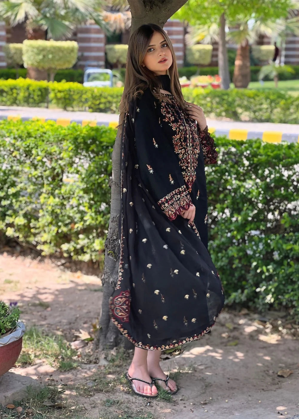 Parsa Black 3PC - Embroidered