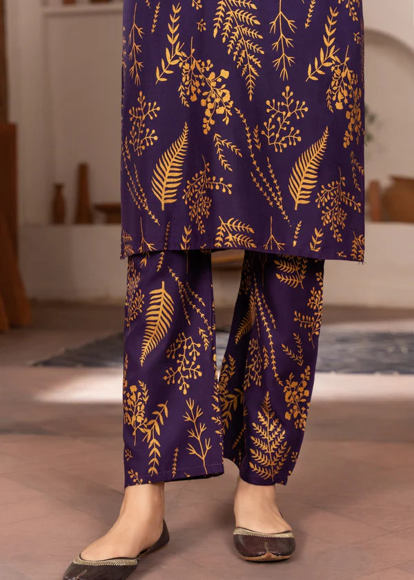 Leave (purple ) 2PC-Printed-Haveli