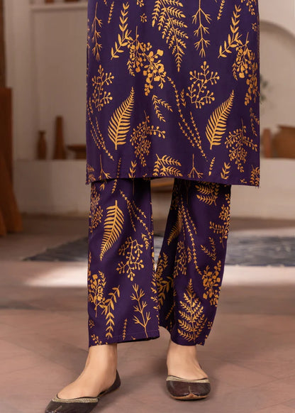 Leave (purple ) 2PC-Printed-Haveli