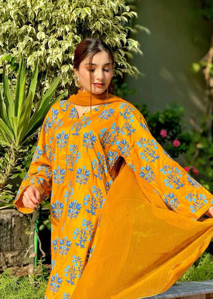 Iris (mustard) 2PC-Printed-Haveli