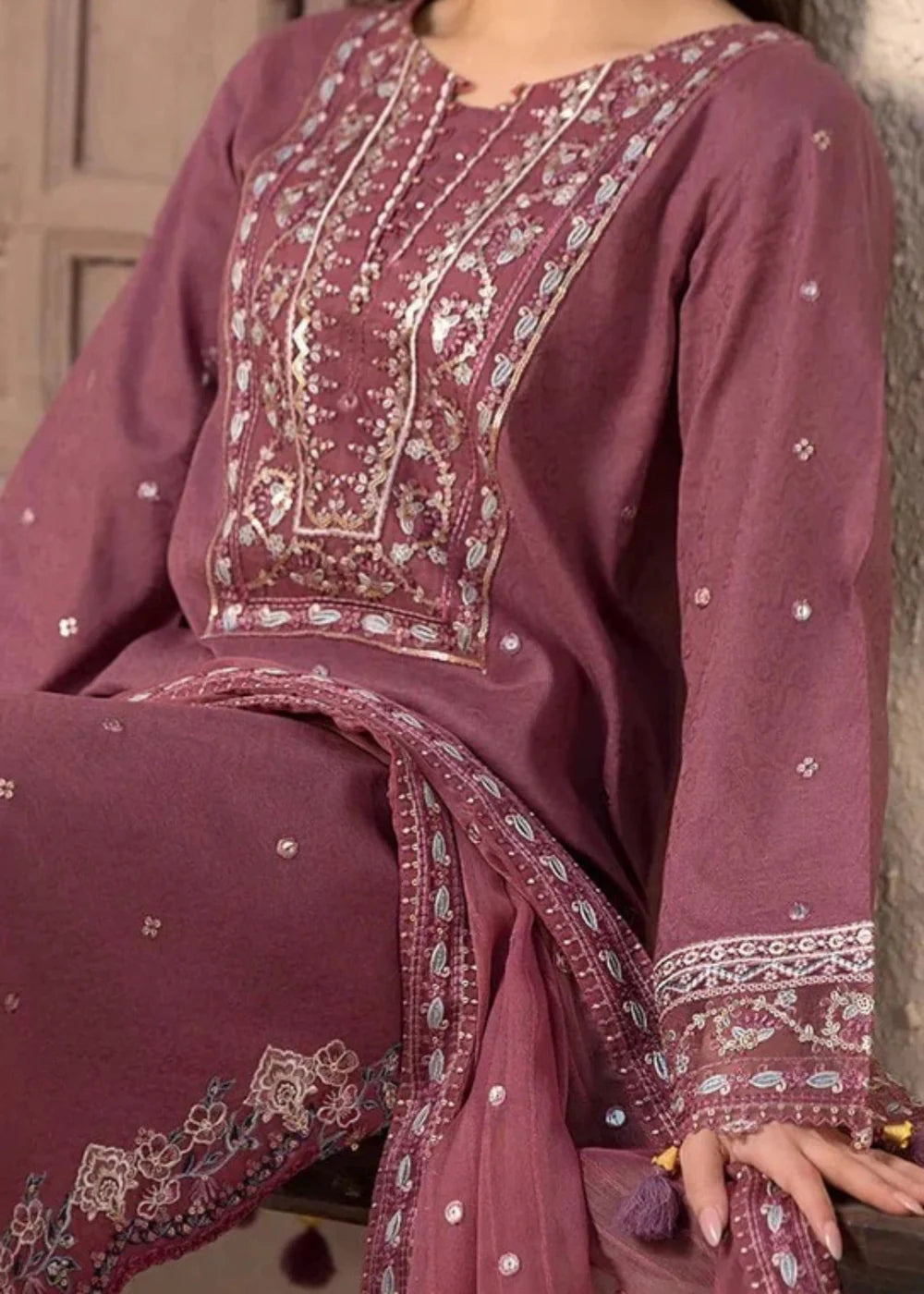 Azeen 3PC- Embroidered - Haveli